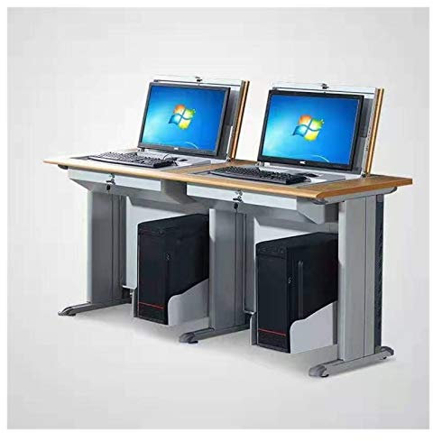 Hanghaijia Klappbarer Computertisch mit Monitorhalterung und Tastaturablage, Lerntisch für Klassenzimmer, Computer, Büro, Arbeit, Konferenzraum (Farbe: 50,8 cm (20 Zoll) Monitor, Größe: 2 Personen)