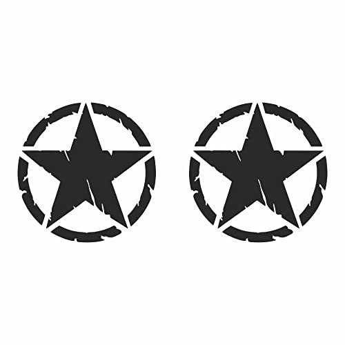 mural stickers Adesivi 4x4 off Road Stella Militare Distrutto US Army - APPLICABILE su Cofano O Portiere della Tua Auto - Confezione da Due Pezzi - (Nero, 10 X 10)