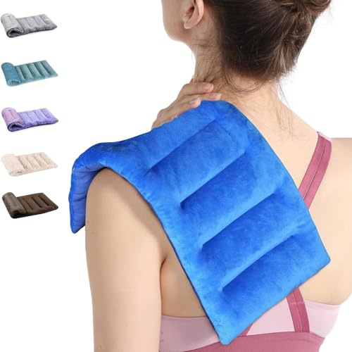 SuzziPad Microwavable Heating Pads for Discomfort Reducing, 7x16 Heating Pad Microwavable, Muscle Ache, Soothing Fatigue for Neck and Shoulder, Rice Heating Pad Microwavable, Warm Compress, Navy Blue