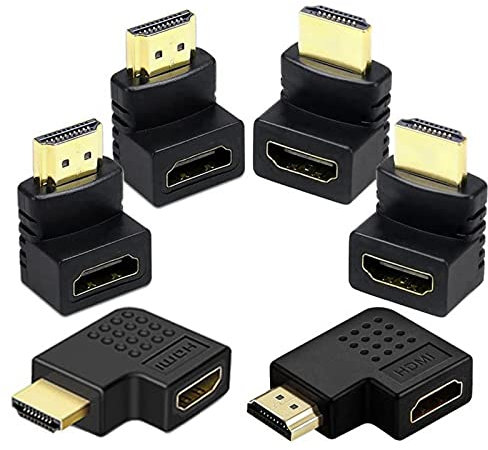 ZHITING 6 Pezzi Adattatore HDMI da Angolo,Maschio a Femmina 90 Gradi e 270 Gradi Angolo Retto e 90 Gradi Sinistra e Retto Angolo Adattatore HDMI Piatto Verticale - 3D 1080p
