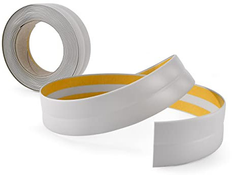 Quest Weichsockelleiste Selbstklebend 25x25mm für Küche und Badezimmer, Selbstklebendes Dichtungsband aus PVC, Knickleiste, Fugendichtungsband - Hellgrau, 20m