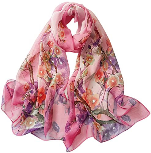 FAIRYGATE Schals für Damen mit Blumen Muster Elegantes Accessoire für Frauen Schal Halstuch Schulter Tuch Chiffon Stola Scarves 50019