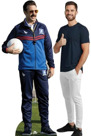SC4149 Star Cutouts Ted Lasso Jason Sudeikis with Football Lifesize Cardboard Cutout – 184cm TV Manager Standee Party Decoration & Fan Display