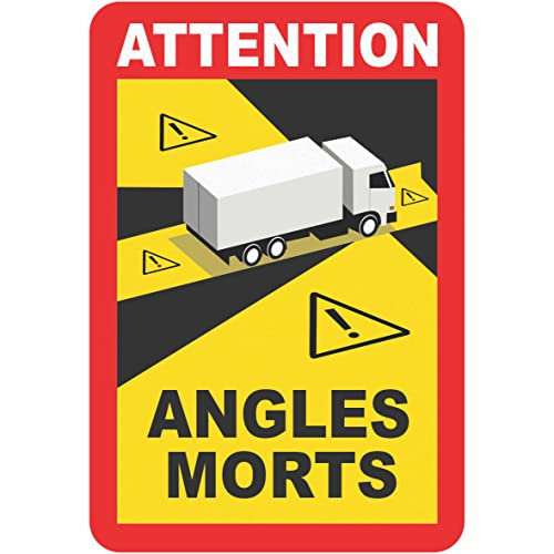 INDIGOS UG Auto Aufkleber Angles Morts LKW - 15x Warnaufkleber Toter Winkel - Aufkleber 17x25 cm - Sticker selbstklebend - für Frankreich StVo