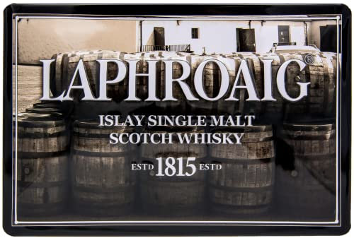 Retro Whisky Blechschild passend für LAPHROIG Single Malt Scotch Liebhaber und Genießer - geprägtes Blechschild für Schottland Fans, 30 x 20 cm