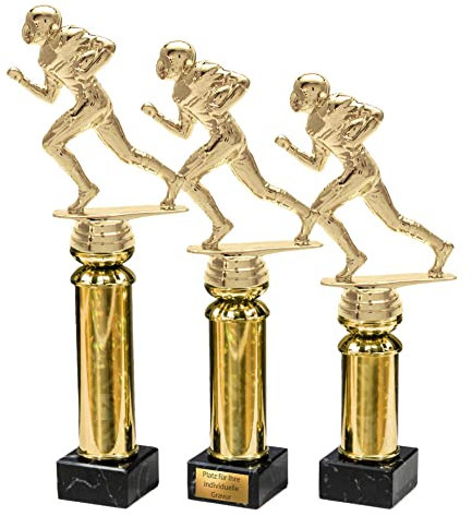 eberin · American Footballpokal · Super Bowl · Fantasy Football · Footballspieler auf Goldsäule · Wanderpokal · Ehrenpreis · Pokal in 3 Größen erhältlich · mit oder ohne Gravur · (Größe: 31,5cm)