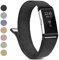 Metallarmband kompatibel mit Fitbit Charge 2 Armbänder, Damen und Herren, Edelstahl-Mesh-Schlaufe, verstellbares Armband, Ersatzarmband für Fitbit Charge 2 (groß, schwarz)
