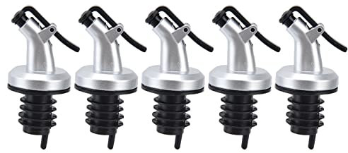 Kaufpart Auslaufsicheres Ölflaschen-Ausgießer-Set – 5 Sichere Essigflaschenverschlüsse – Einfach zu Verwendende Und zu Reinigende Ölflaschen-Ausgießer Für Küche, Restaurant Und Bar