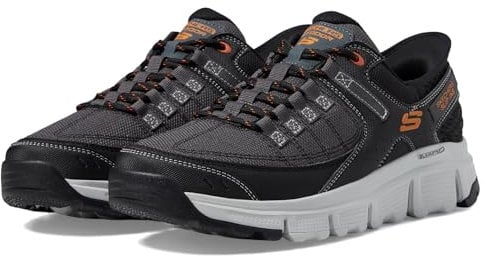 Skechers Summits At, Zapatillas Hombre, Gray Synthetic/Mesh/Orange Trim, 41.5 EU