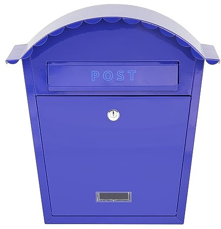 EMtronics Classic Style Wall Mounted Post Box Weatherproof Painted Steel and Lockable - Midnight Blue