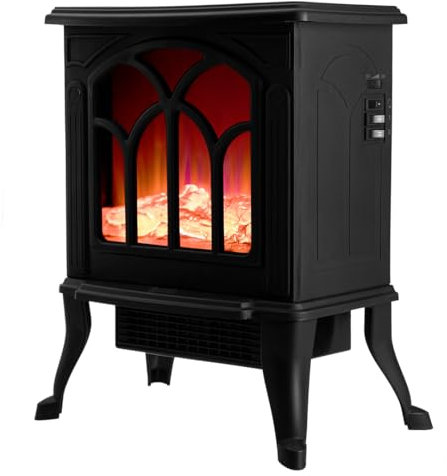 NEO TOOLS Elektrokamin mit Heizlüfter 800 W/1500 W Elektro Kamin Elektrischer Heizung Kaminfeuer Effekt Kaminofen Flammeneffekt Heizer Ofen geräuscharm regelbar für Wohnzimmer & Innenräume