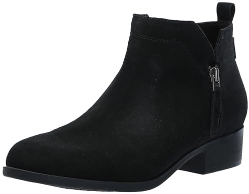 TOMS Women's Suede Ankle Booties - Stylish Mid-Height Boots with Heritage Canvas & Side Zippers, Comfortable Eco-Friendly Insole