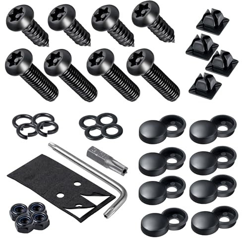 Hoewina Juego de 8 tornillos antirrobo de acero inoxidable para matrícula, antirrobo y pernos inoxidables para coches, camiones, SUV