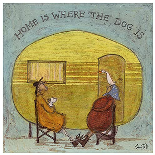 Sam Toft Home Is Where The Dog Is Druck (30 x 30 cm) (Grau/Gelb/Weiß), Grau/Gelb/Weiß, 11.8L x 11.8W