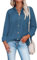 Hotouch Chemisier pour Femme Chemisier De Loisirs en Coton à Manches Longues Chemise Élégante Chemisier avec Boutons Col en V Chemise De Travail Décontractée Uni Business Tops Bleu Marine XXL