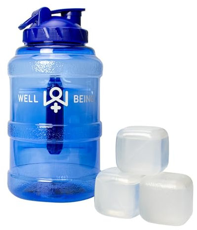 Well Being Giant 2.5 Litre 4 Pint BPA Free PET Water Bottle & Reusable Ice Cubes