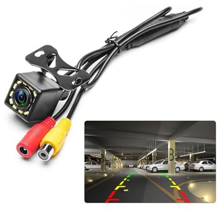Car Backup Camera Reversing Camera with 12-LED Night Vision IP66 Waterproof Rear View Camera Wide Viewing Angle Lens Parking Camera for Cars Trucks Vans SUVs RVs Caravan
