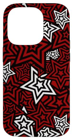 Hülle für iPhone 14 Pro Stilvolle Persona UI Menü Stern rotes Muster Japan Anime RPG