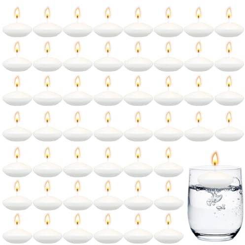 50pcs Bougies Flottantes,Petites Bougies Flottantes,bougie flottante blanche,floating candles,bougies flottantes blanches,Convient pour les mariages,les dîners,les piscines,les décorations de fête