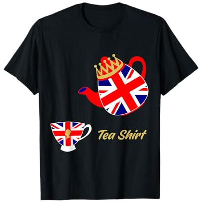 Funny British Flag Tea Pot and Cup for British Woman UK T-Shirt