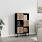 KTHLBRH Highboardschrank mit Lamellen Lagerschrank Offene Vitrine Schwarz 70x35x125 cm