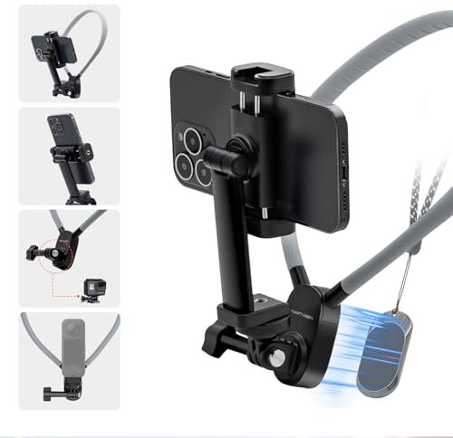 Mcbazel Magnetic Neck Phone Holder,Neck Mount for Phones,Neck Phone Holder Selfie Mount Stand for Filming/POV/Vlog/Video Recording,Magnetic Neck Mount Compatible with Smartphones & Action Cameras