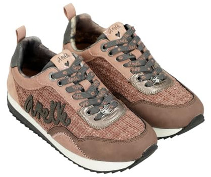 Sneakers Originales de Mujer, diseño único, combinación de Rosa y Tweed, Suela Dentada, Plantilla extraíble y Confortable (Rosa, Sistema Tallas Calzado EU, Adulto, Mujer, Números, Mediano, 37)