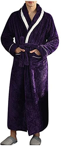 Flanell Fleece Pyjama Winter Reisebademantel für Paar Bademantel Langer Morgenmantel Kimono Saunamantel Morgenrock Loungewear Nachthemd Schlafanzug Decken Roben Thobe