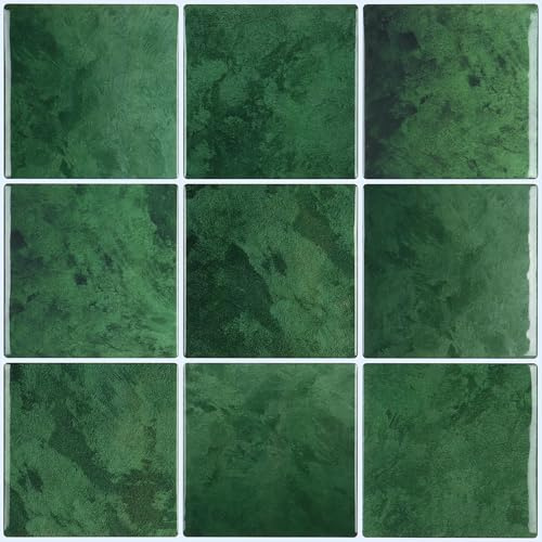 VaryPaper Fliesenaufkleber Bad Marmor Klebefliesen Grün 30.5cmx30.5cm 10 Stück 3D Wandfliesen Selbstklebend Küche Badfliesen überkleben Wasserfest Klebefolie Fliesenoptik Quadratisch Kamin Waschküche