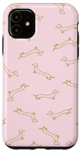 iPhone 11 Chic Gold Dachshund Wiener Dog Doxie Sausage Dog Pattern Case