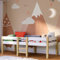 Bellabino Aspy Halbhochbett für Kinder, Kinderbett weiß inkl. Lattenrost, Halbhochbett mit Stauraum Natur/weiß, Hochbett 90x200 cm mit Matratze
