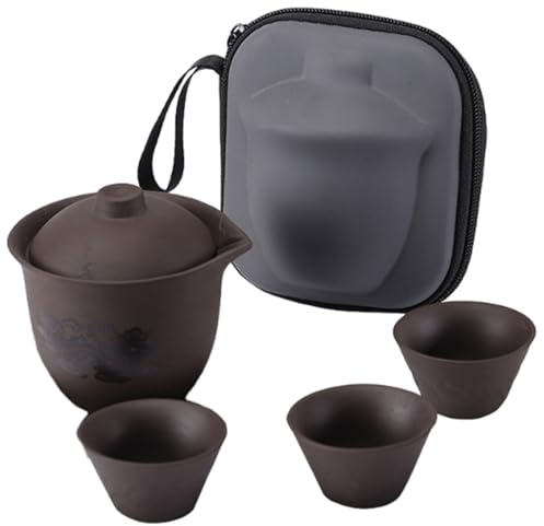 Portable Travel Tea Set, Zisha teapot for Household Purple Clay teapot Chinese Handmade Suitable for Travel Home Outdoor