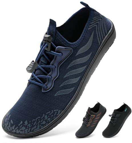 IceUnicorn Strandschuhe Badeschuhe Damen Herren Schwimmschuhe Aquaschuhe Sommer Schnell Trocknend Surfschuhe(Blau Punkte,45EU)