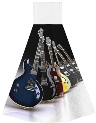 LHDGBNV Handtuch, E-Gitarre, weiches und saugfähiges Badetuch, Küchenhandtuch mit Aufhängeschlaufe, schnell trocknend, für Badezimmer, Küche, Dekoration