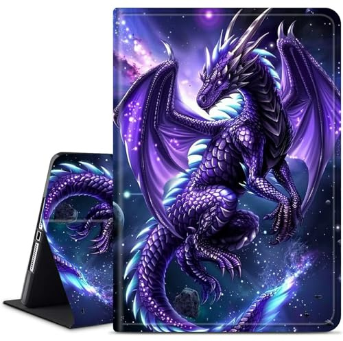 Dikoer for Amazon Kindle Fire HD 10 (9th/7th/5th Generation, 2019/2017/2015 Release) 10.1 Tablet Case, Slim Kickstand Stand Leather Smart Cover with Auto Wake/Sleep, Purple Dragon
