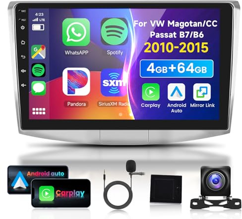 4G 64G VECHTEL 9Autoradio Bluetooth per VW Magotan/CC Passat B7/B6 2010-2015 Carplay Android Auto,DSP EQ,1280 * 720,Wifi GPS Navi,Mirror link,RDS/FM Radio 2 din con Retrocamera AHD