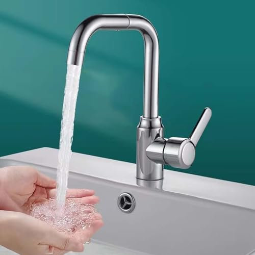 UUE Wasserhahn Küche, Küchenarmatur aus Edelstahl, 360° Schwenkbare Mischbatterie Küche Spültischarmatur, L Förmige Spülenarmatur mit Einhebel für 1 Loch für Boiler oder Untertischgeräte