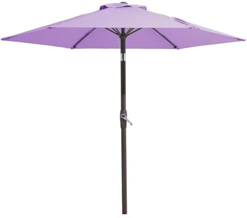 Suwequest Parasol de terrasse, parasol de table de marché avec 6 baleines robustes, manivelle d'inclinaison, parasol d'extérieur pour jardin, violet taro, 2,3 m