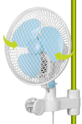 blessny Oszillierender Lüfter zum Anklemmen an die Stangenhalterung eines Growzelts von 1,5–2,5 cm, kleiner Oszillationslüfter für den Heimanbau, 2,4 m langes Kabel, 39 dB leiser Betrieb