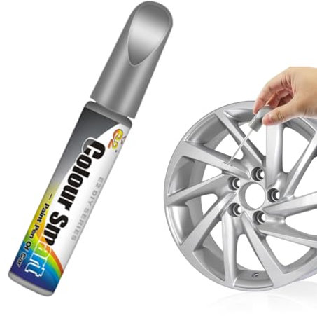WUSJCOF Stylo de réparation pour voiture, réparation de peinture automobile, convient pour réparer les rayures et les pertes de peinture sur les roues de voiture, moto et vélo (argenté)