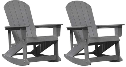 vidaXL Adirondack Schaukelstühle 2 pcs Hellgrau HDPE, Garten und Terrasse, traditionelles Lounge-Set, Bequeme Schaukelmöbel, stylische Sitzgelegenheiten