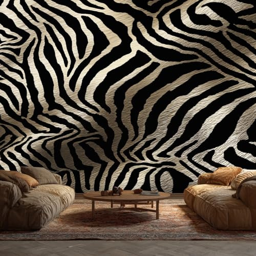 Zebra Mural Wallpaper, Farmhouse Animal Print Wallpaper for Bedroom, Living Room, TV Backdrop, Office, Hotel Wall Background Decoration Non-Woven Wall Paper 150 X 105 cm (WxH) IW9