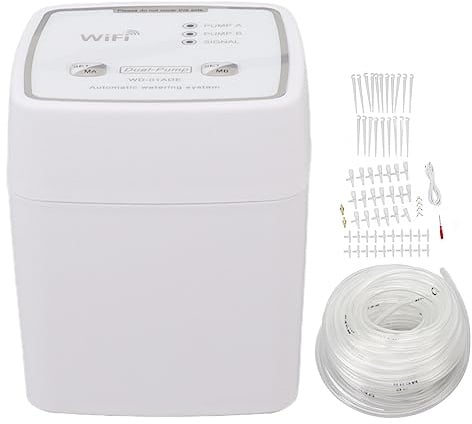 Respicefinem WiFi Kit d'irrigation goutte à goutte avec double pompe à télécommande Système d'arrosage automatique pour 20 plantes en pot Calendrier intelligent et