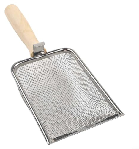 Stainless Steel, Garden Soil Sieve, and Shovel with Wooden Handle, Ergonomic Compost Sifter, for Potting Mix and Flower Beds, Lightweight Sand Screen with 1mm to 5mm Mesh Sizes(2+2.8+3.8+5mm)