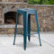 Flash Furniture Kai Barhocker in handelsüblicher Qualität, 76,2 cm hoch, rückenfrei, antikblau, Metall, für drinnen und draußen, 4 Stück