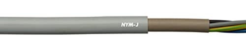 10 Meter Lapp 16000063 NYM-J Stromkabel 5G2,5 mm² I Normleitung mit grün-gelbem Schutzleiter für Innenausbauten I Kabel 5x2,5 für Elektroinstallation I Feuchtraumkabel grau