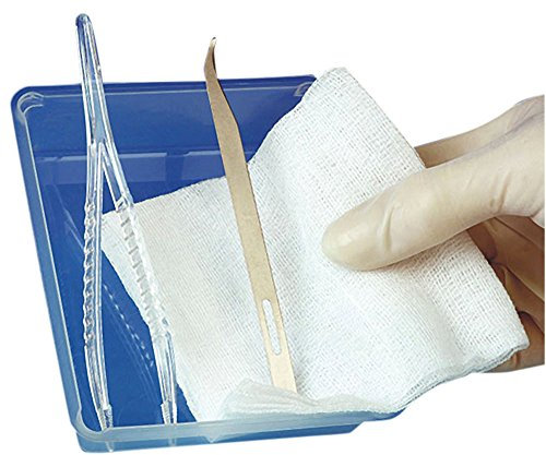 Fadenzieh-Set steril, Fadenmesser, Einwegpinzette, Auffangschale, Mullkompresse Kosmetex 4-teilig, steril verpackt (1 Pack)
