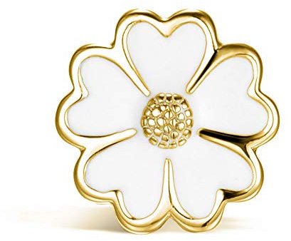 CHAMOON Charm-Anhänger White Enamel Flower Blume Blüte Silber 18 Karat Vergoldet 31008-1