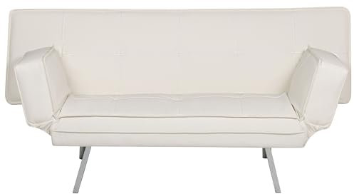 Weißes elegantes Sofa mit Schlaffunktion in Lederoptik Bristol