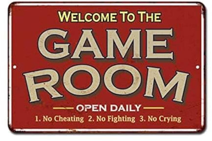 Game Room Sign Rustic Wall Décor Gameroom Signs Home Vintage Decorations Games Arcade Retro Video Gamer Art Accessories Gaming Billard Cards Tin Plaque Gift 8 x 12 High Gloss Metal 208120068018